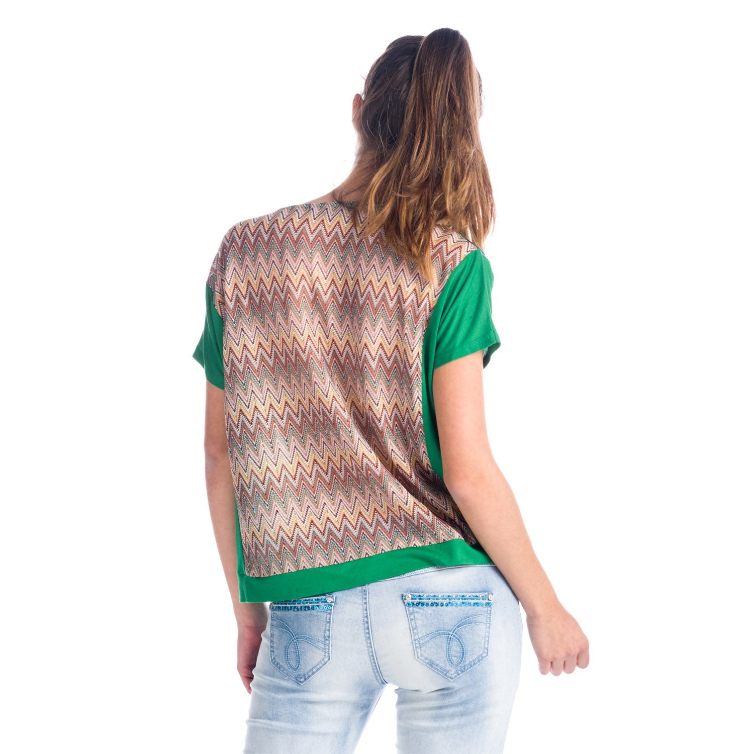 Top Manga Corta Oversize Mujer Estampado Étnico – Koroshi 1812TP20