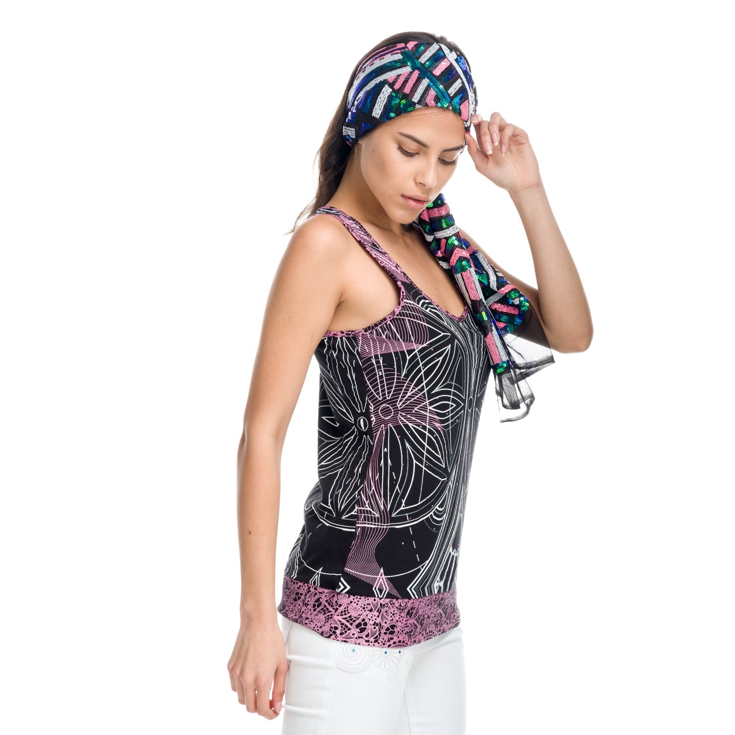 Top Tirantes Mujer Espalda Nadadora Estampado – Koroshi 1812TP24
