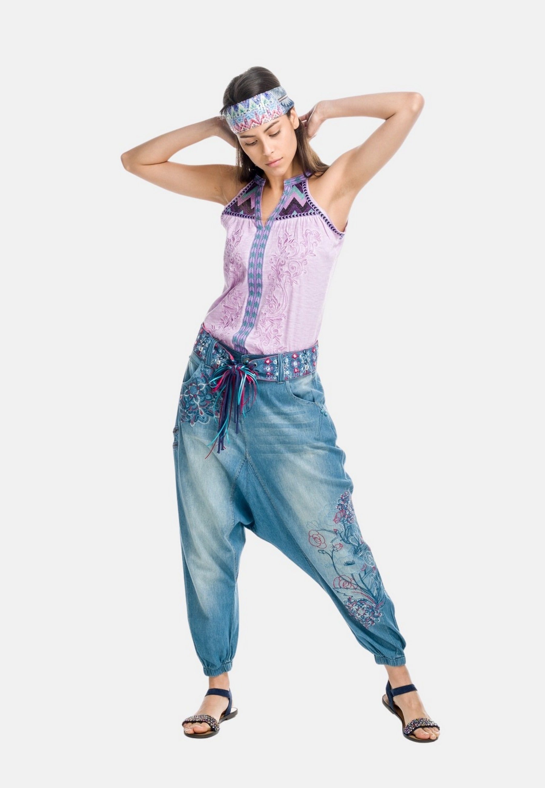 Top Tirantes Mujer Algodón con Bordado Étnico – Koroshi 1812TP33