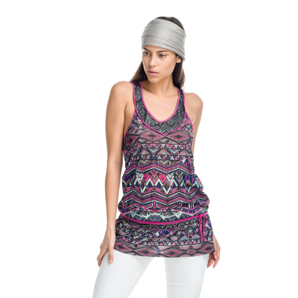 Top Tirantes Mujer Estampado Étnico Corte Cadera – Koroshi 1812TP60