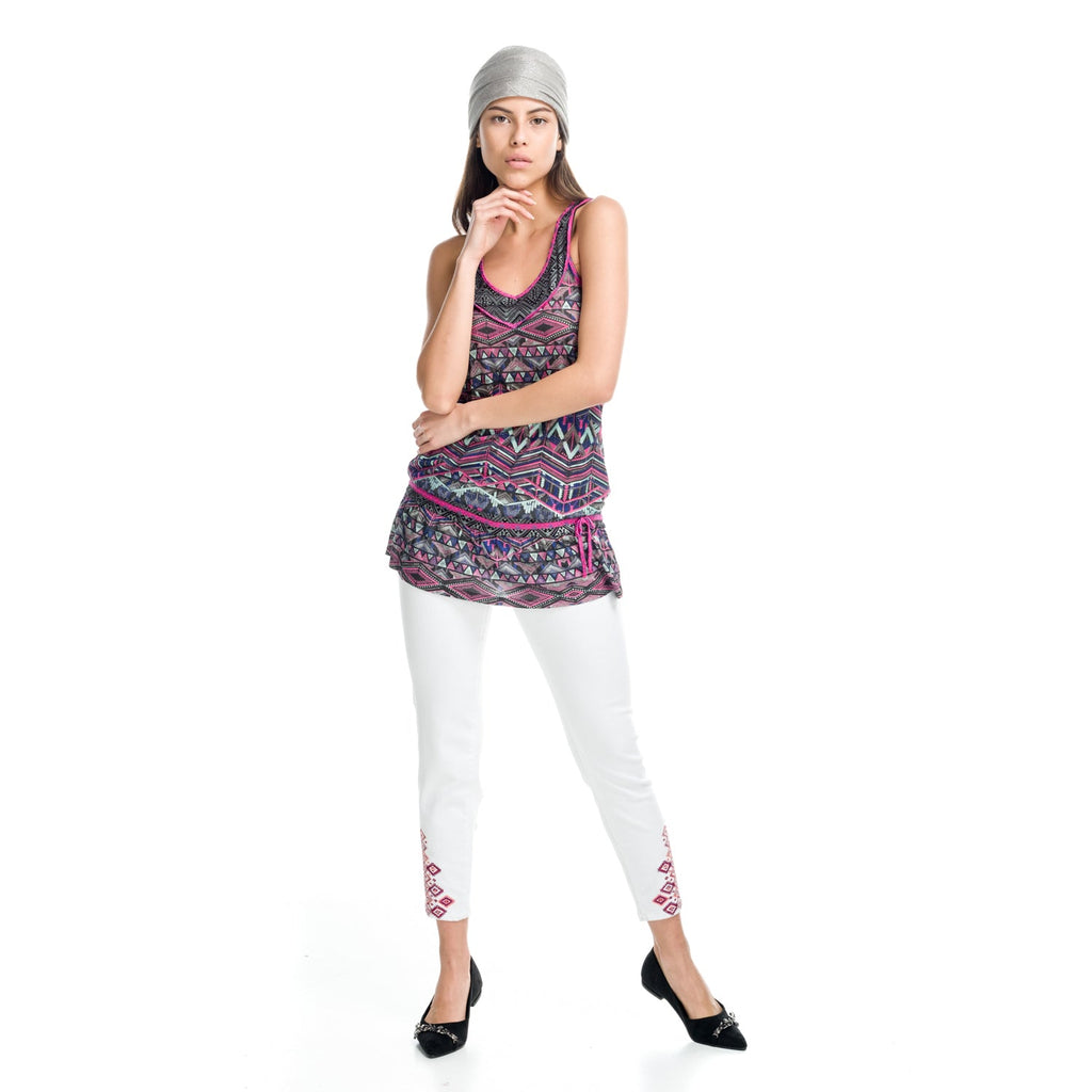 Top Tirantes Mujer Estampado Étnico Corte Cadera – Koroshi 1812TP60