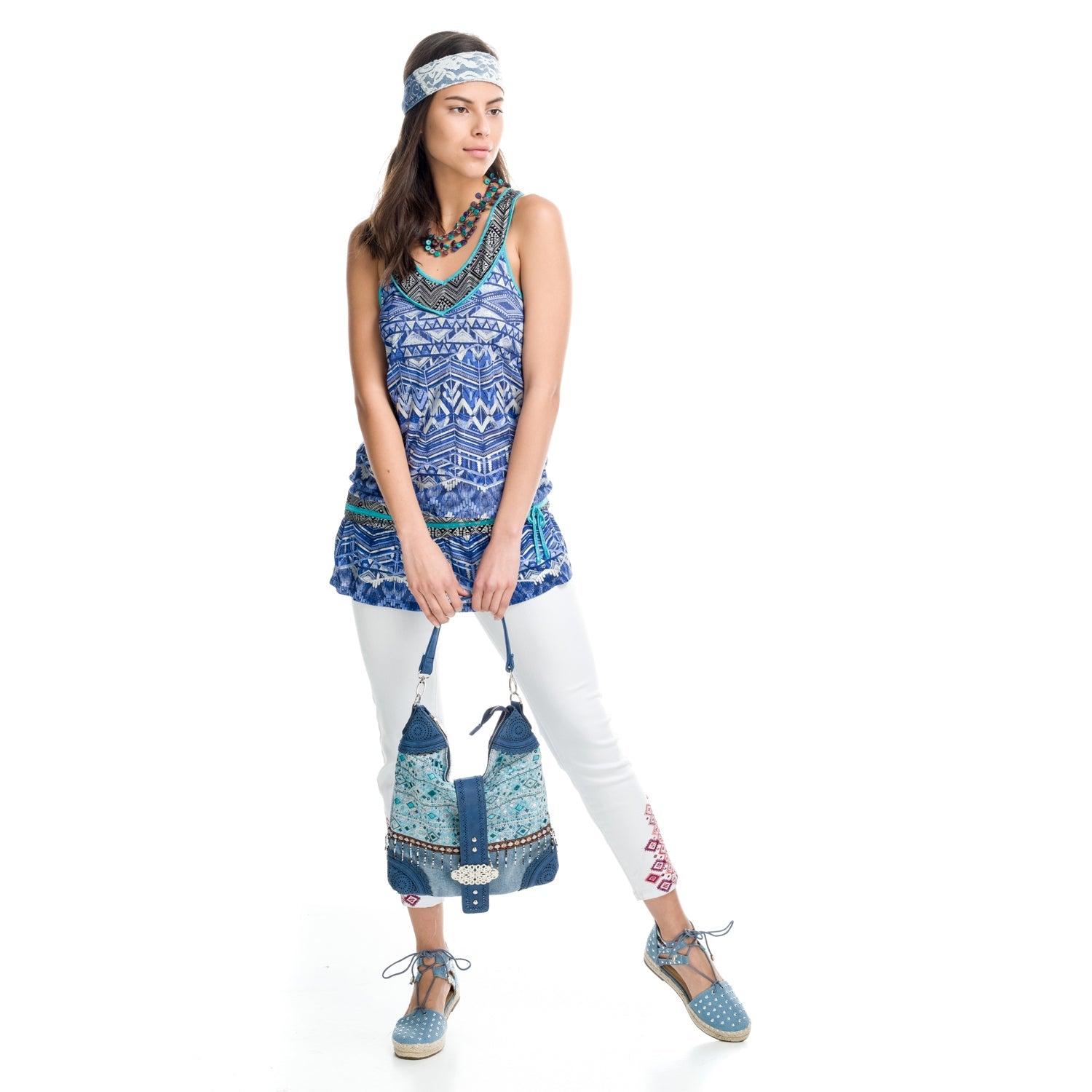 Top Tirantes Mujer Estampado Étnico Corte Cadera – Koroshi 1812TP60