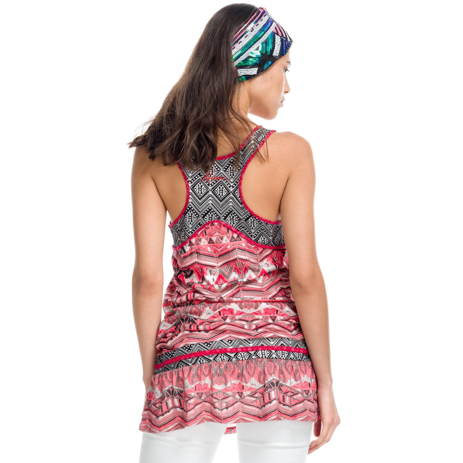 Top Tirantes Mujer Estampado Étnico Corte Cadera – Koroshi 1812TP60