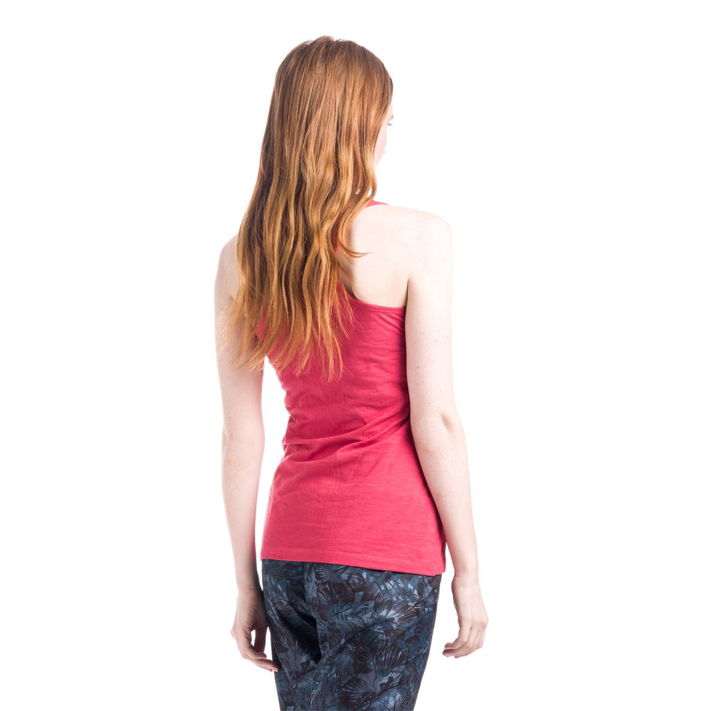 Camiseta Tirantes Mujer Algodón Maxi Texto Estampado – Koroshi Coral Oscuro