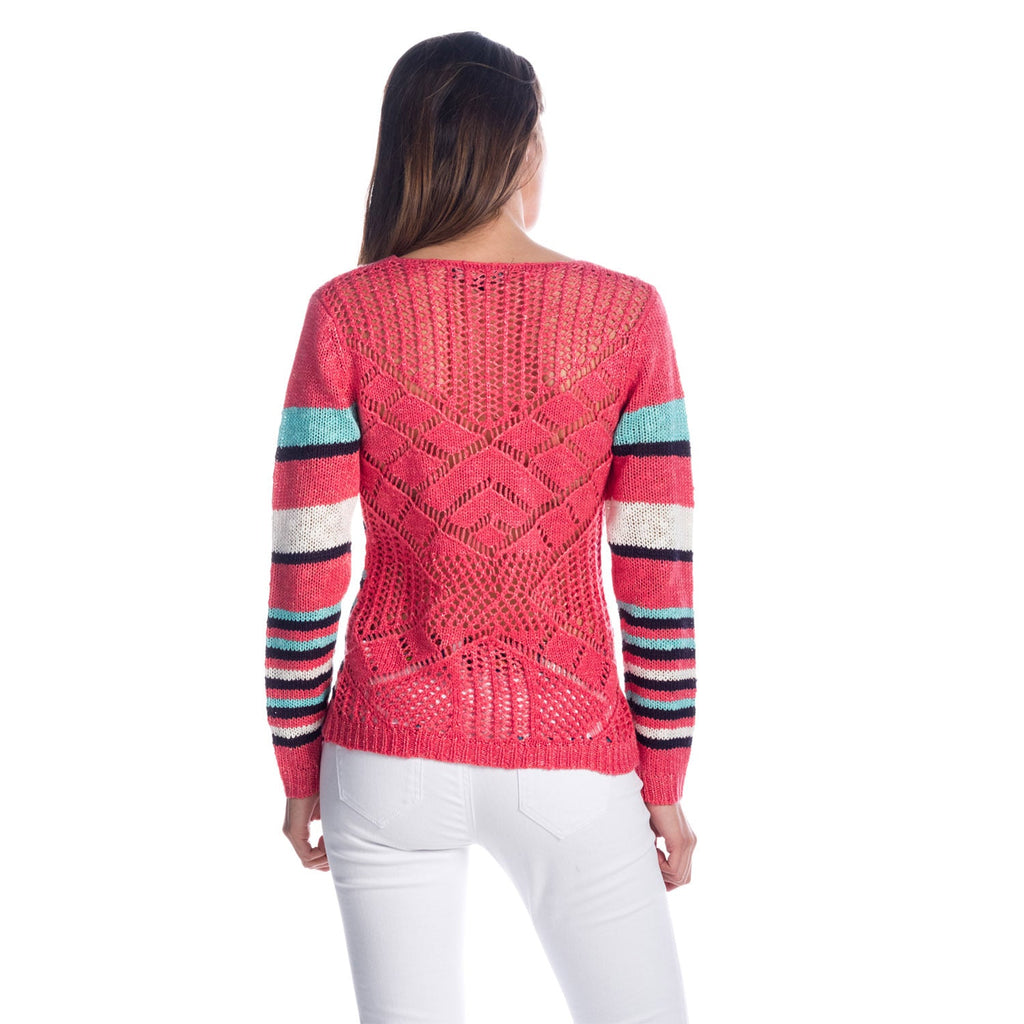 Jersey Tricot Mujer de Rayas Multicolor con Espalda Calada – Koroshi Coral
