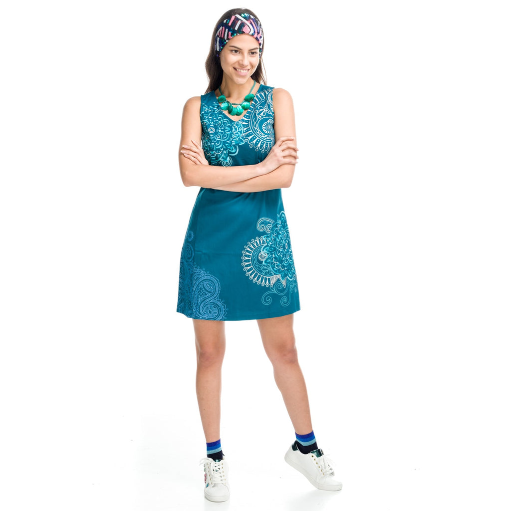 Vestido Mujer Sin Mangas Bordado Escote Pico – Koroshi 1812VS02