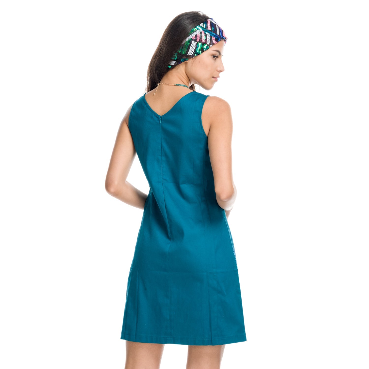 Vestido Mujer Sin Mangas Bordado Escote Pico – Koroshi 1812VS02