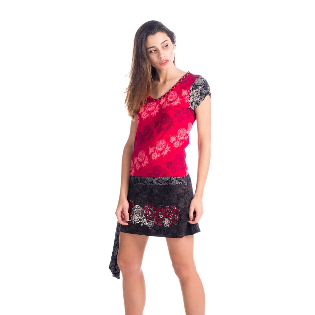Vestido Mujer Estampado Manga Corta Lazo Anudado – Koroshi 1812VS23