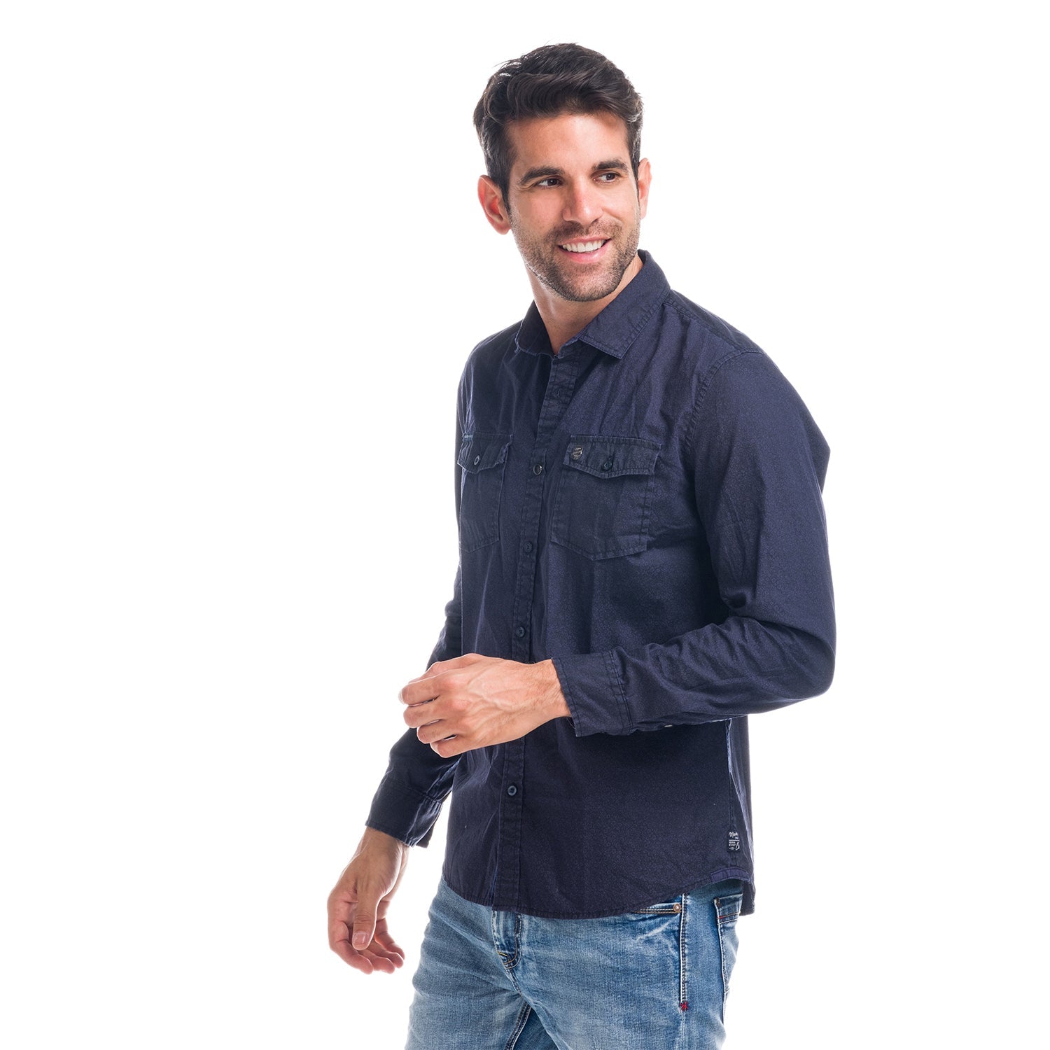 Camisa Manga Larga Hombre Algodón Efecto Lavado – Koroshi Navy