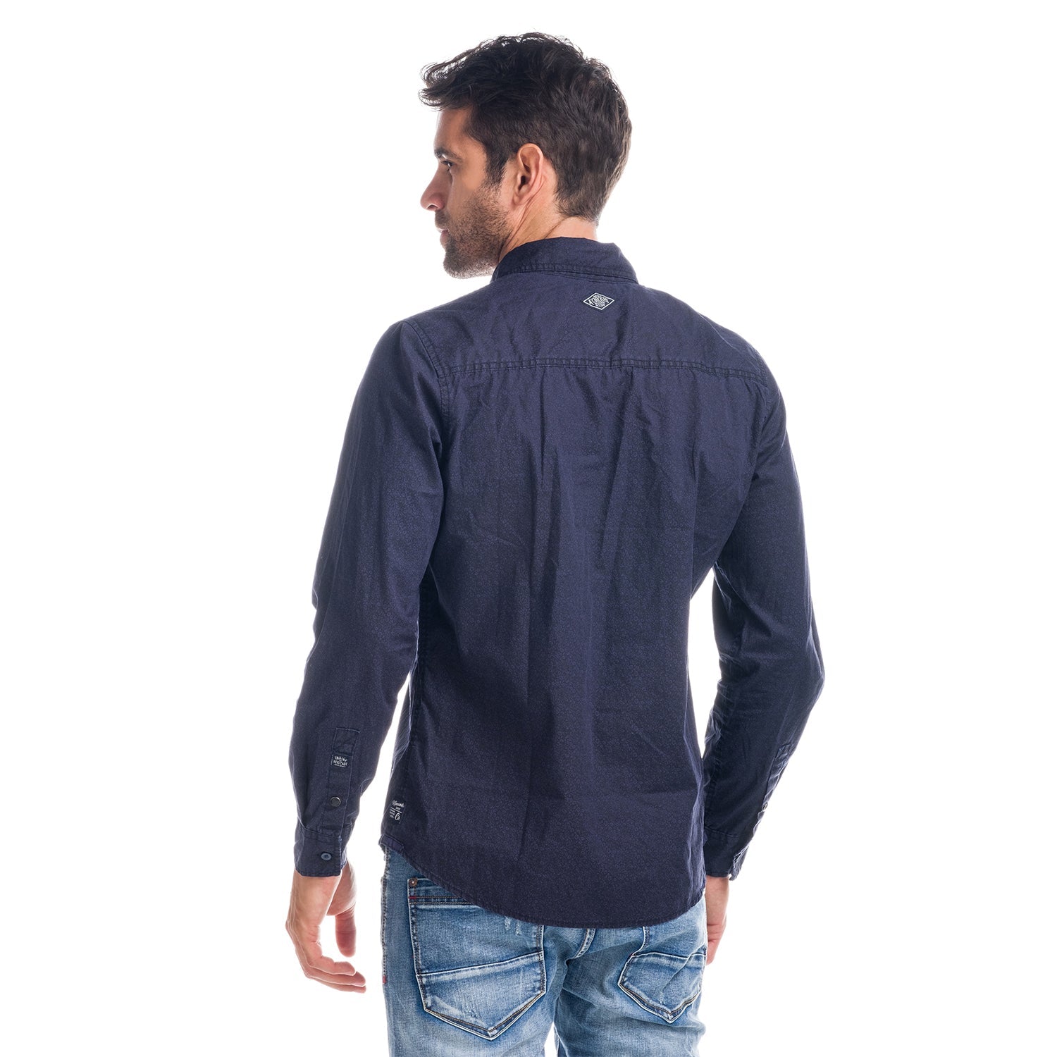 Camisa Manga Larga Hombre Algodón Efecto Lavado – Koroshi Navy