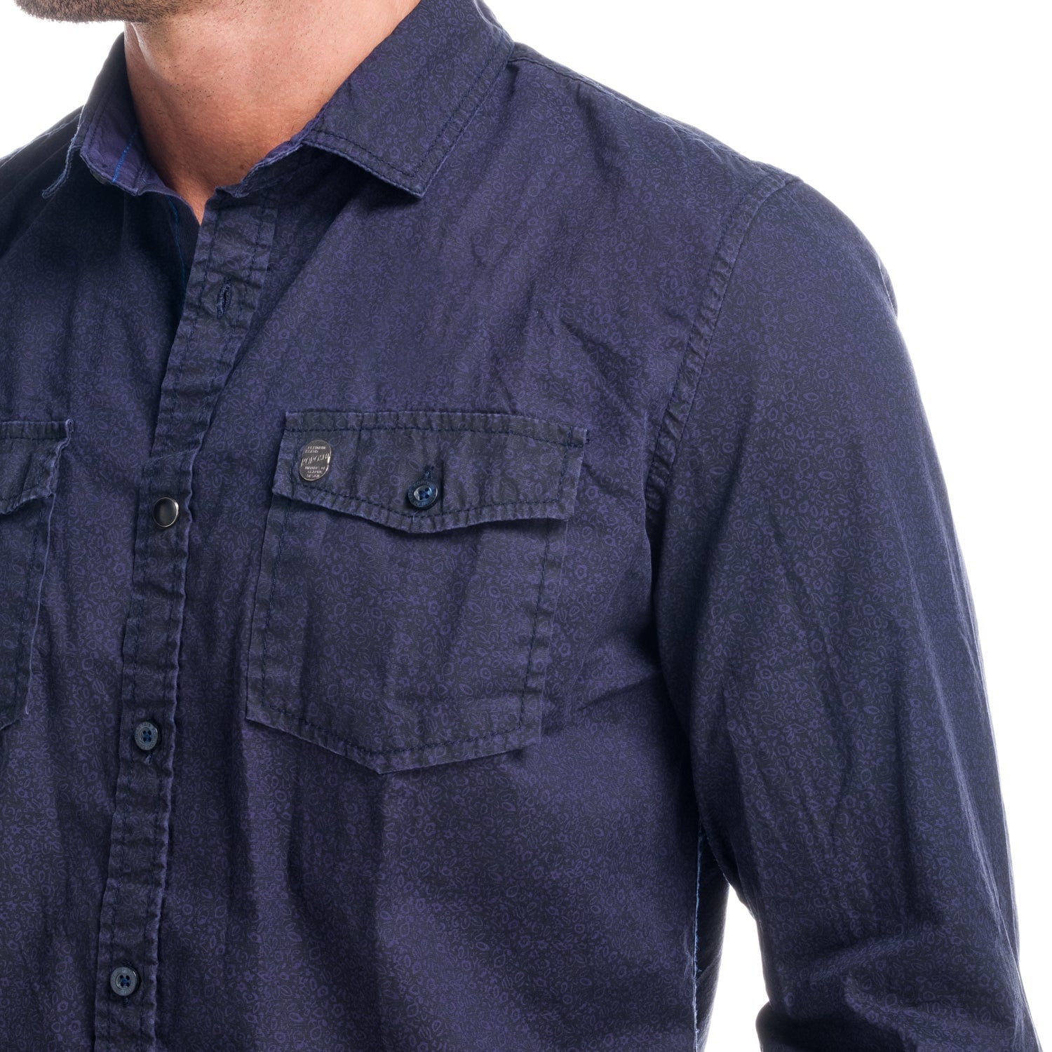 Camisa Manga Larga Hombre Algodón Efecto Lavado – Koroshi Navy