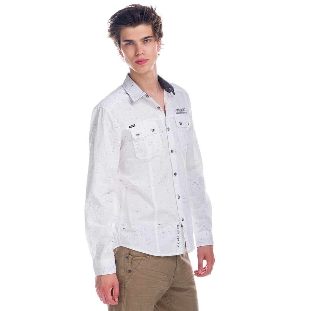 Camisa Manga Larga Hombre Algodón Jaspeado Bolsillos – Koroshi 1821CL31