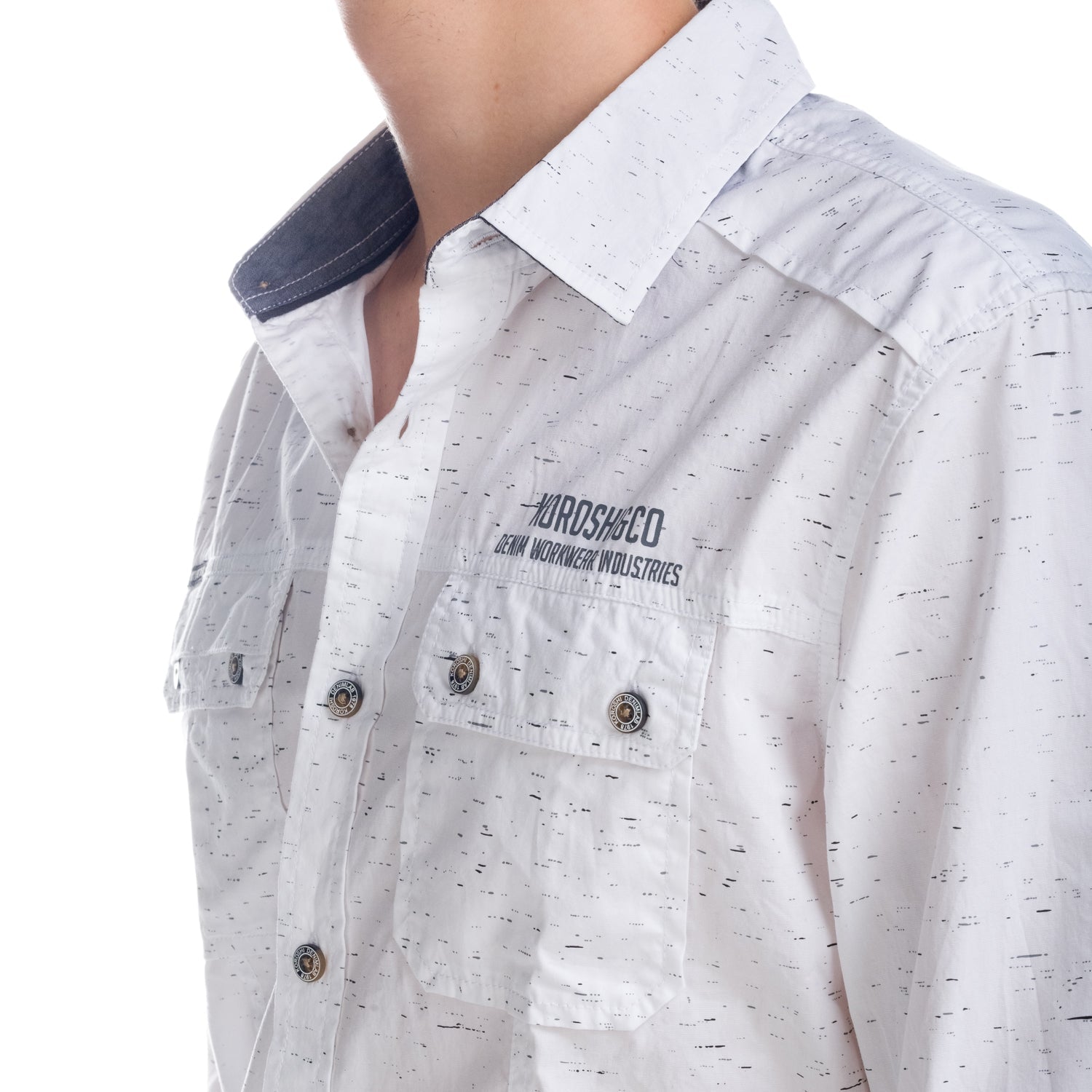 Camisa Manga Larga Hombre Algodón Jaspeado Bolsillos – Koroshi 1821CL31