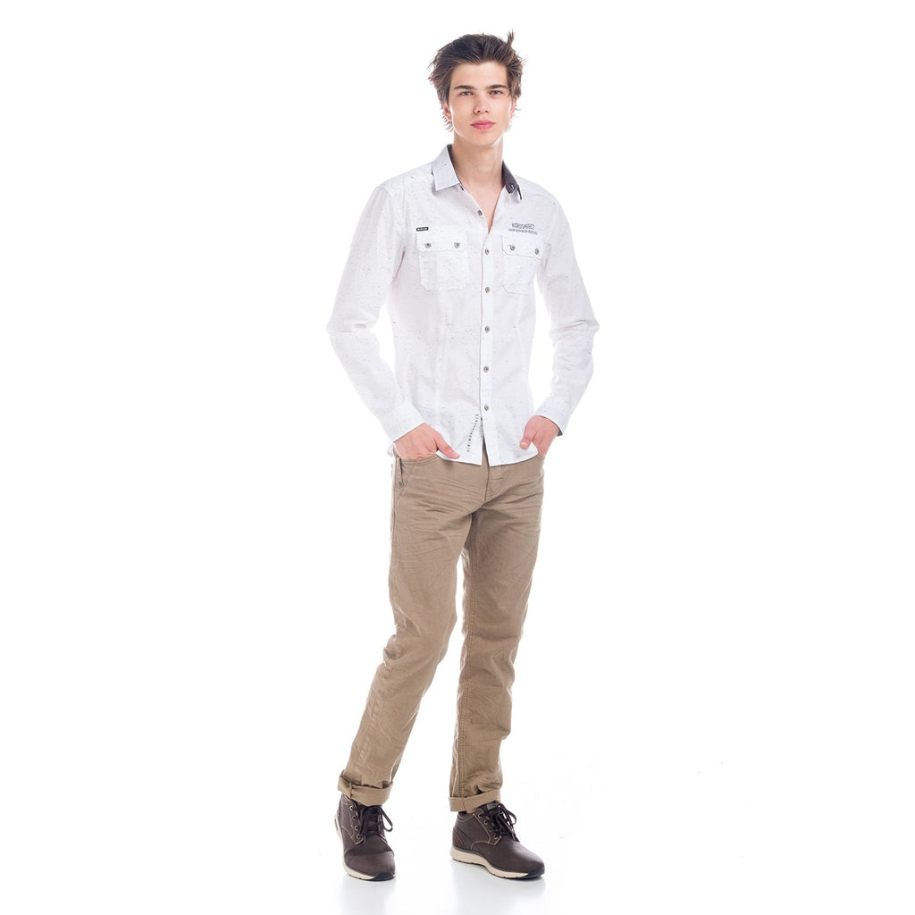 Camisa Manga Larga Hombre Algodón Jaspeado Bolsillos – Koroshi 1821CL31