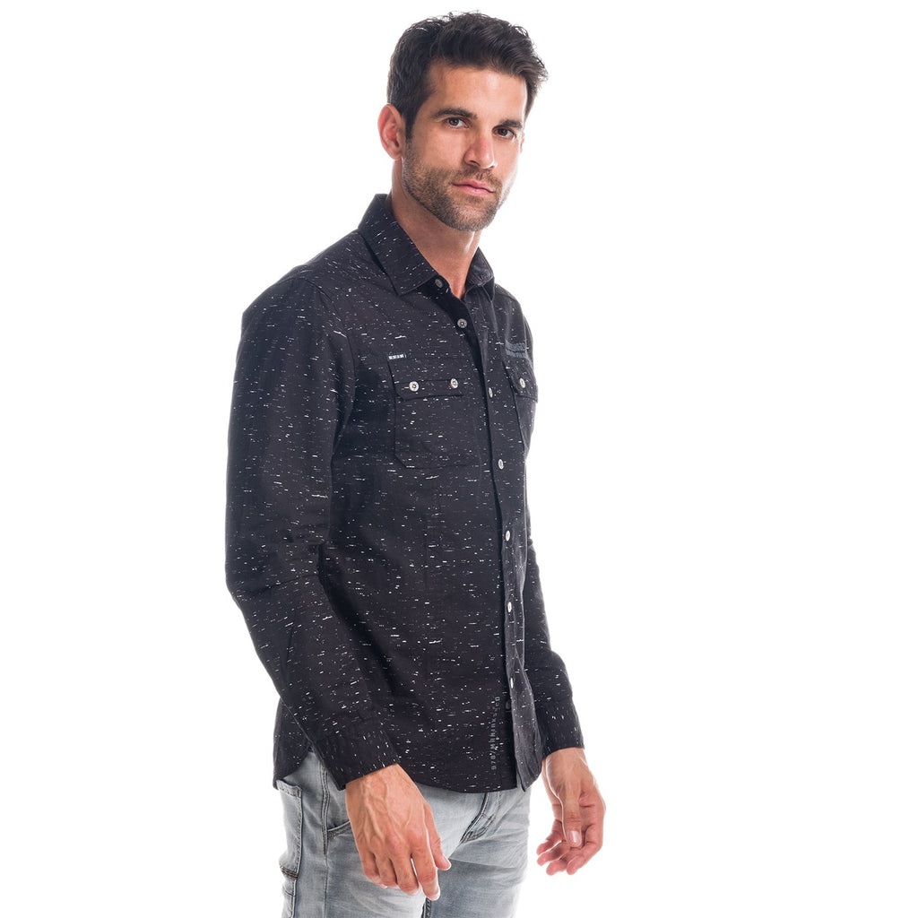 Camisa Manga Larga Hombre Algodón Jaspeado Bolsillos – Koroshi 1821CL31