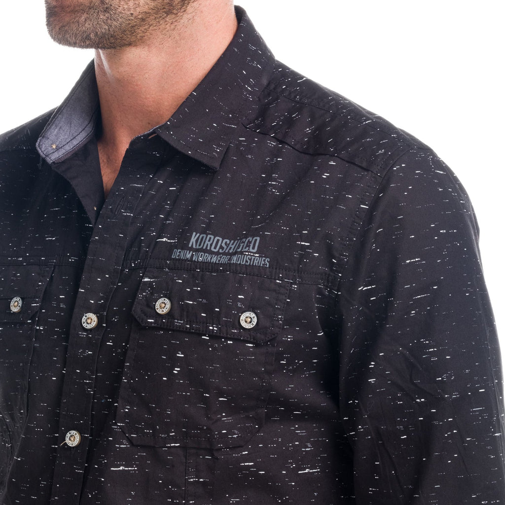 Camisa Manga Larga Hombre Algodón Jaspeado Bolsillos – Koroshi 1821CL31