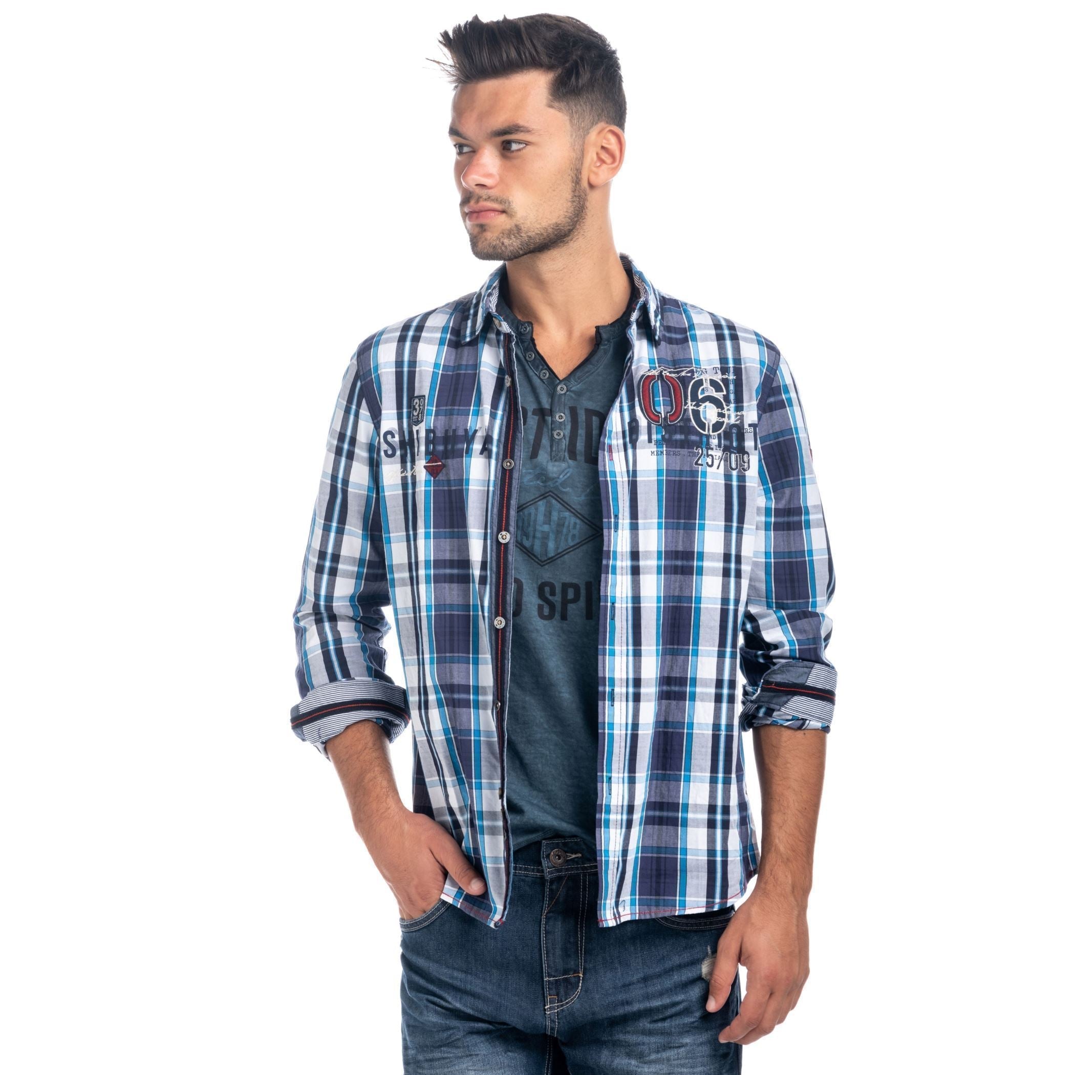 Camisa Cuadros Manga Larga Hombre Bordados – Koroshi 1821CL51