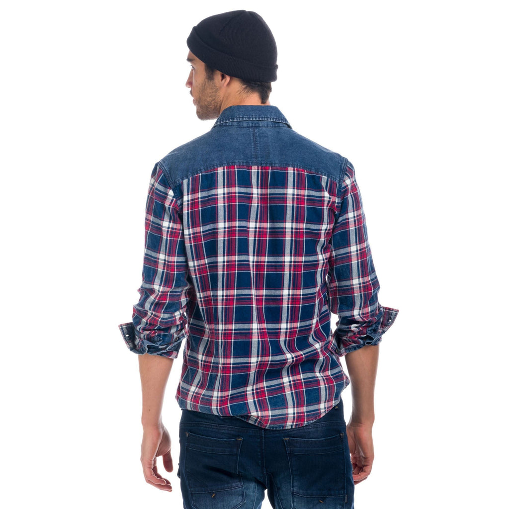 Camisa Cuadros Manga Larga Hombre Canesú Denim – Koroshi 1821CL52