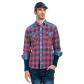 Camisa Hombre Manga Larga Cuadros Detalle Denim – Koroshi 1821CL53