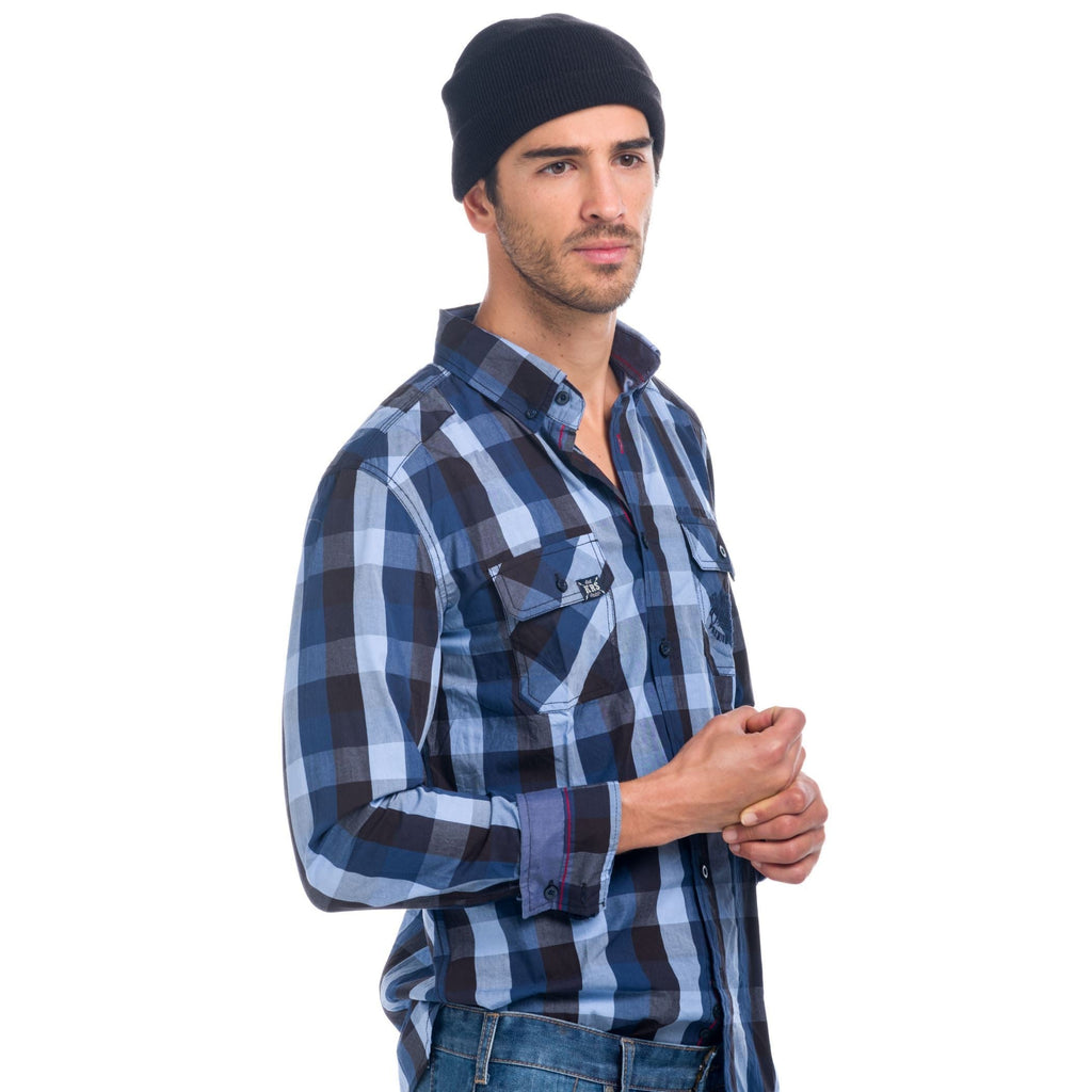 Camisa Hombre Manga Larga Cuadros Doble Bolsillo – Koroshi 1821CL54