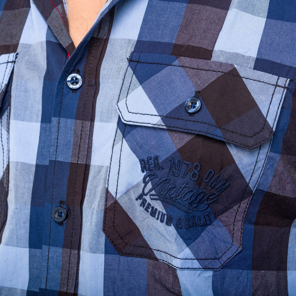 Camisa Hombre Manga Larga Cuadros Doble Bolsillo – Koroshi 1821CL54