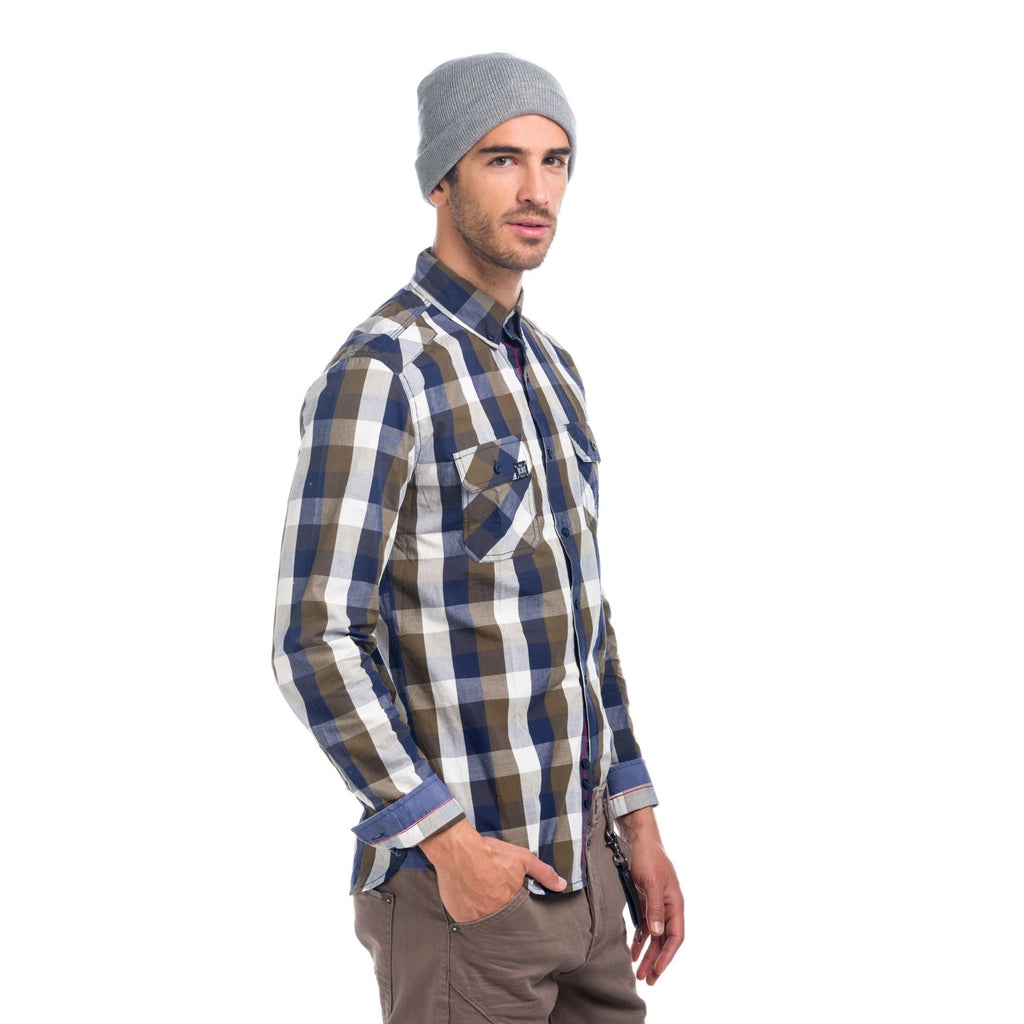 Camisa Hombre Manga Larga Cuadros Doble Bolsillo – Koroshi 1821CL54