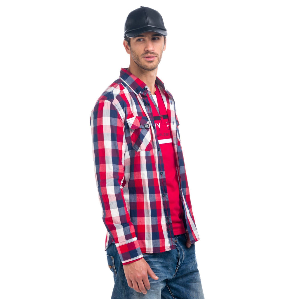 Camisa Hombre Manga Larga Cuadros Doble Bolsillo – Koroshi 1821CL54