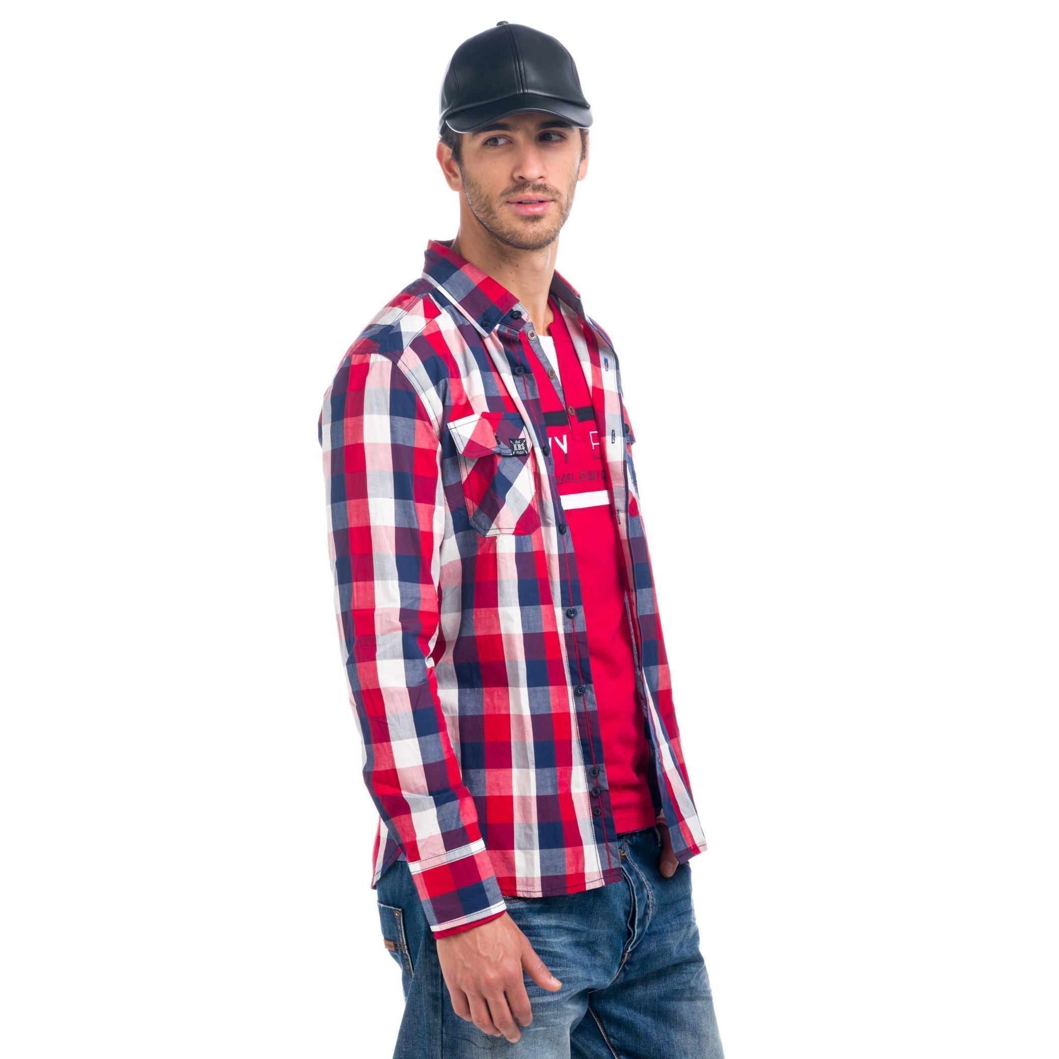 Camisa Hombre Manga Larga Cuadros Doble Bolsillo – Koroshi 1821CL54