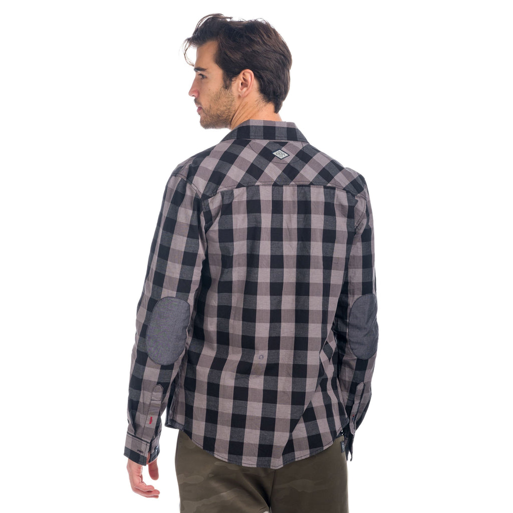 Camisa Hombre Manga Larga Cuadros Coderas Contraste – Koroshi 1821CL55
