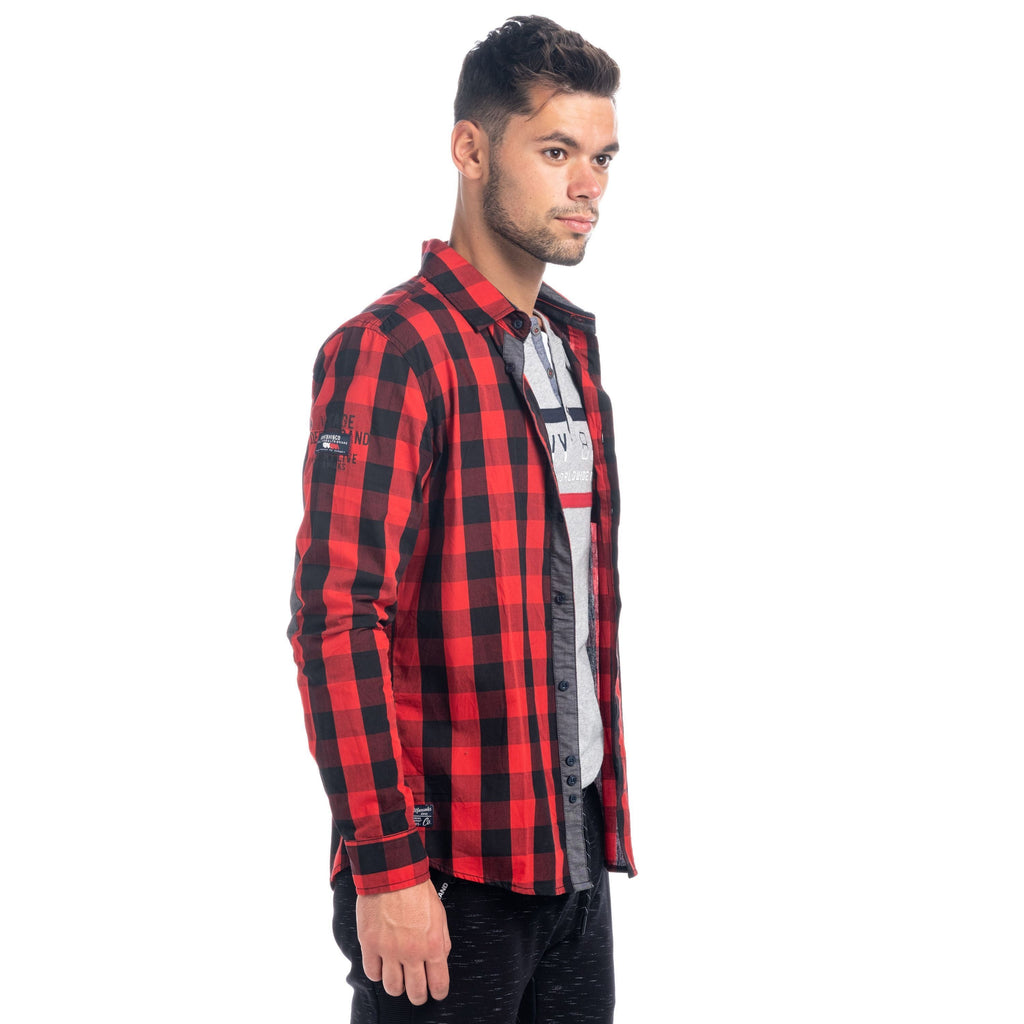 Camisa Hombre Manga Larga Cuadros Coderas Contraste – Koroshi 1821CL55