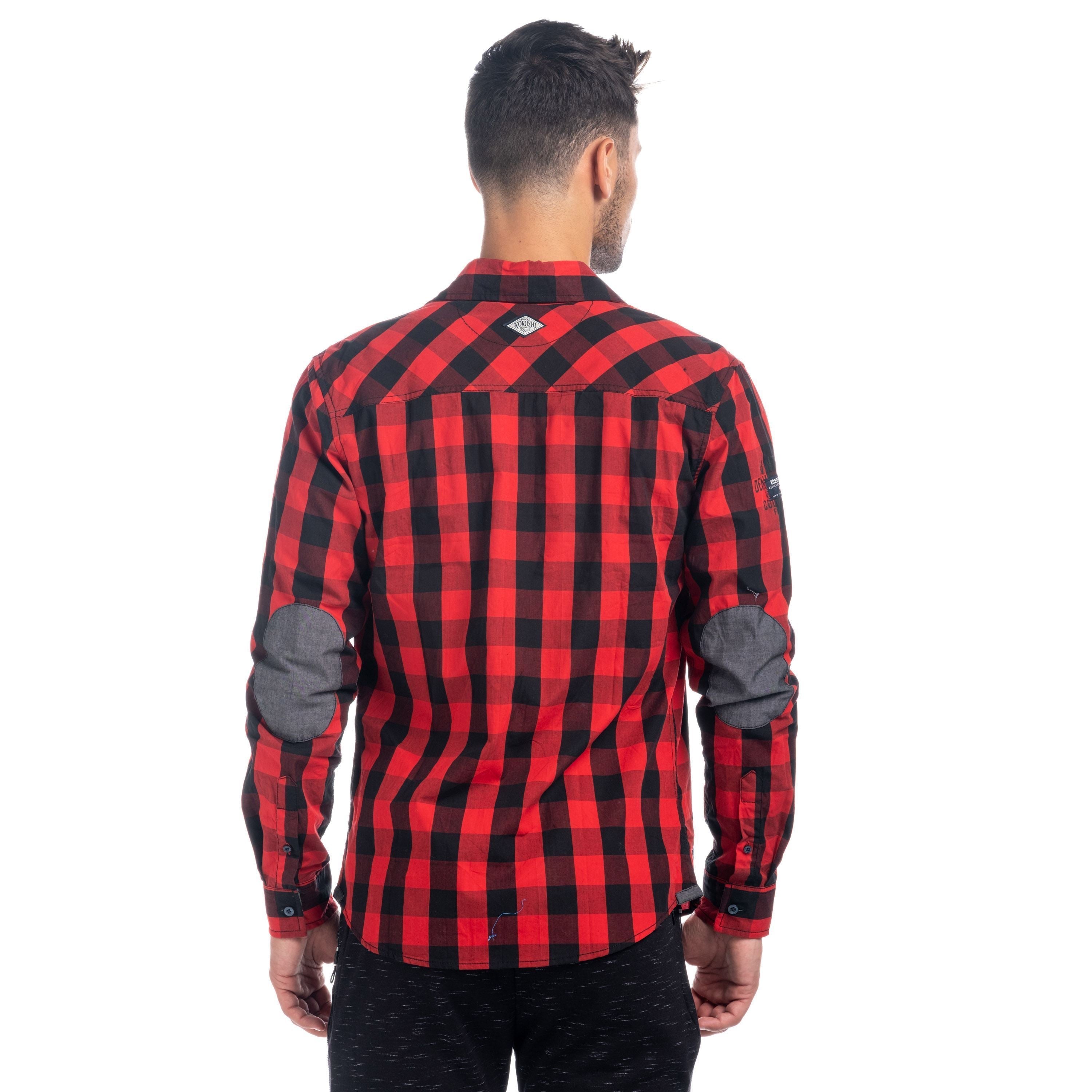Camisa Hombre Manga Larga Cuadros Coderas Contraste – Koroshi 1821CL55
