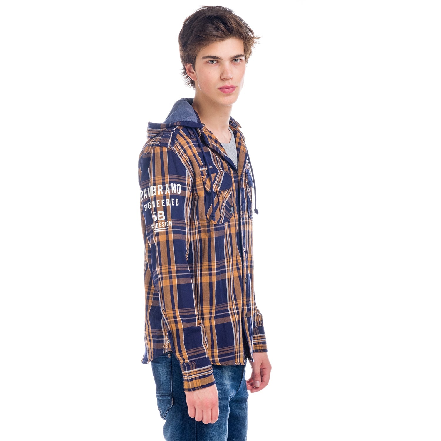 Sobrecamisa Hombre Cuadros con Capucha Algodón – Koroshi 1821CL59