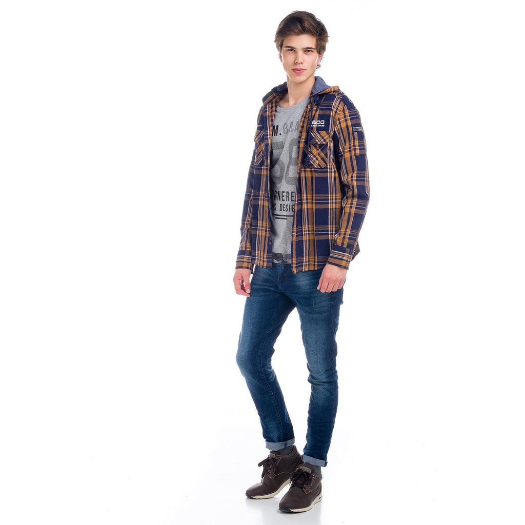 Sobrecamisa Hombre Cuadros con Capucha Algodón – Koroshi 1821CL59