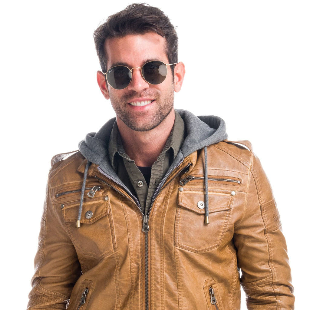 Chaqueta Efecto Piel Hombre con Capucha Desmontable – Koroshi 1821JA05