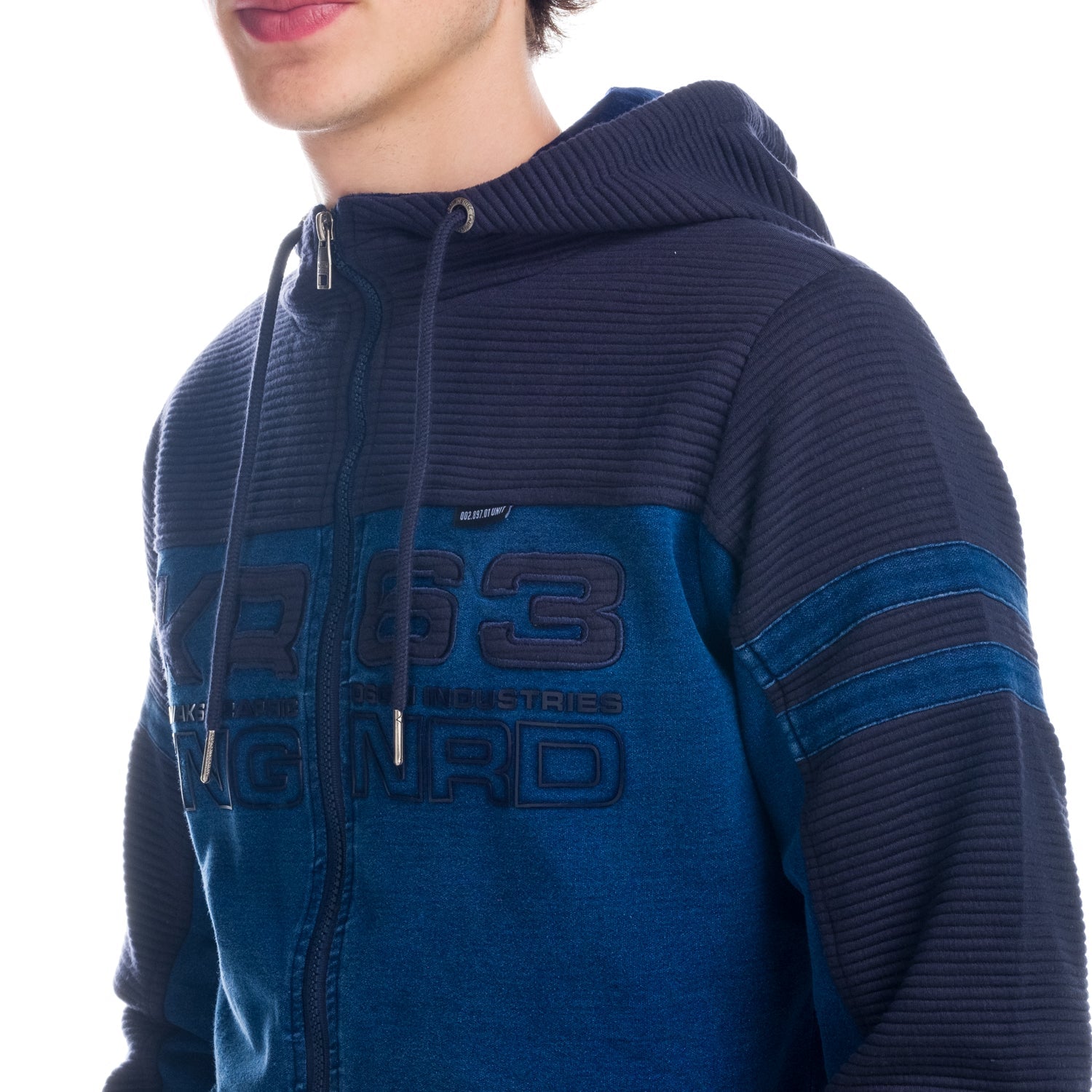 Chaqueta Hombre Combinada Denim con Capucha – Koroshi 1821JA69