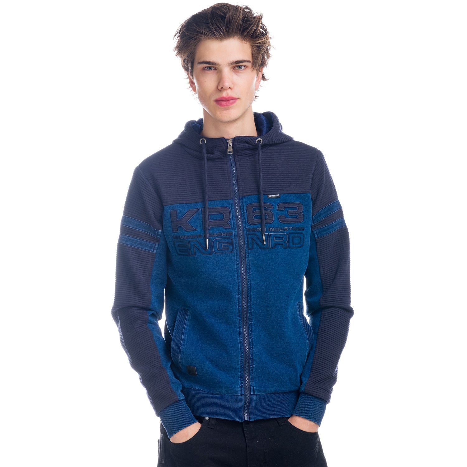 Chaqueta Hombre Combinada Denim con Capucha – Koroshi 1821JA69