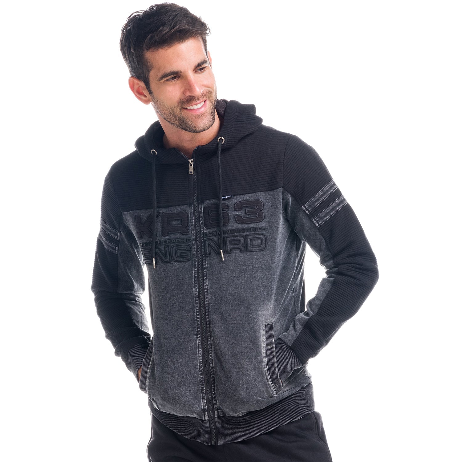 Chaqueta Hombre Combinada Denim con Capucha – Koroshi 1821JA69