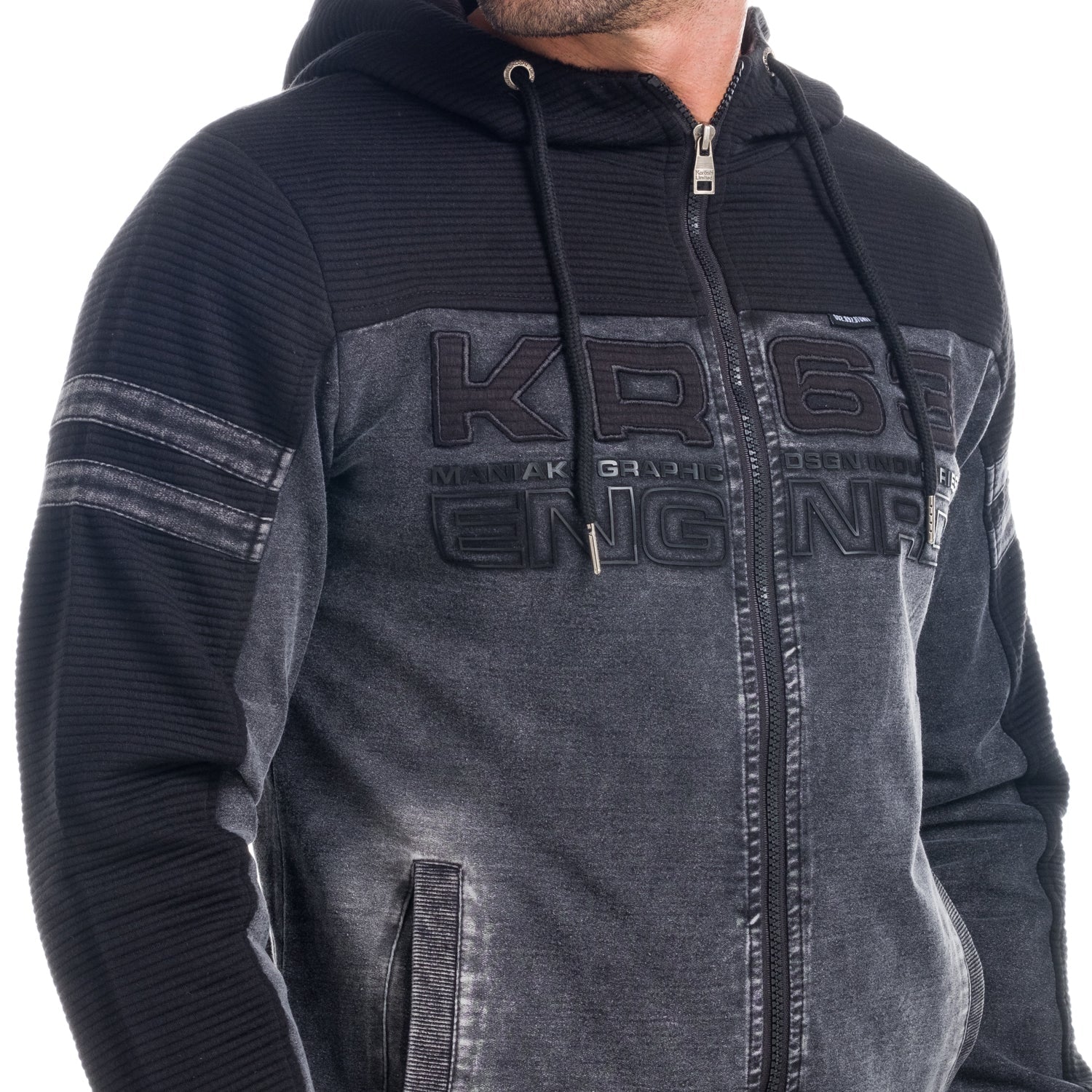 Chaqueta Hombre Combinada Denim con Capucha – Koroshi 1821JA69