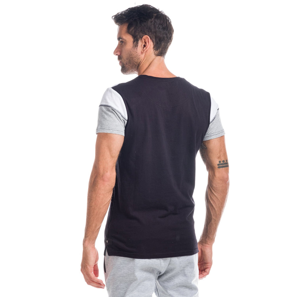 Camiseta Hombre Cuello Panadero Combinada con Bolsillo – Koroshi 1821MC10