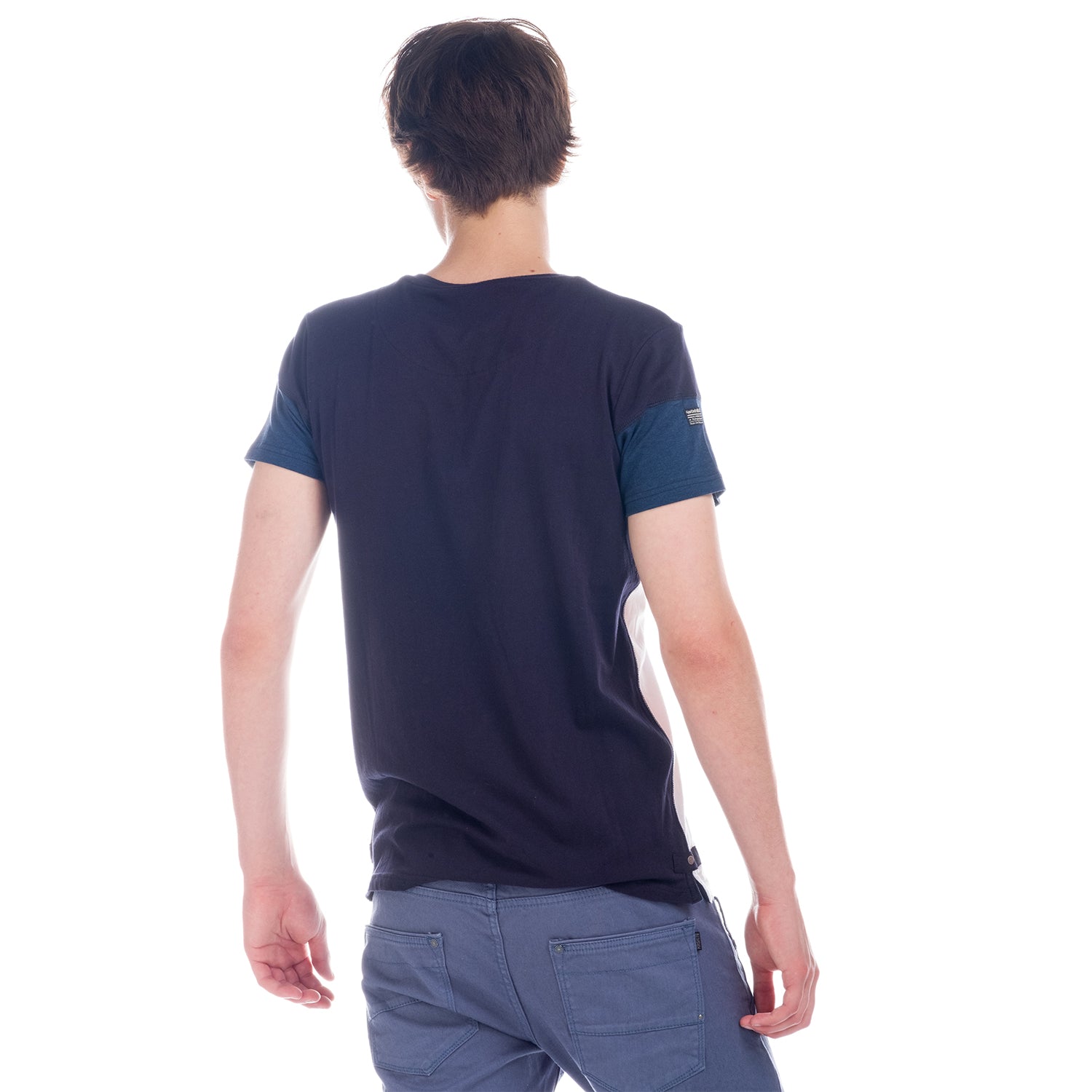 Camiseta Hombre Cuello Panadero Combinada con Bolsillo – Koroshi 1821MC10
