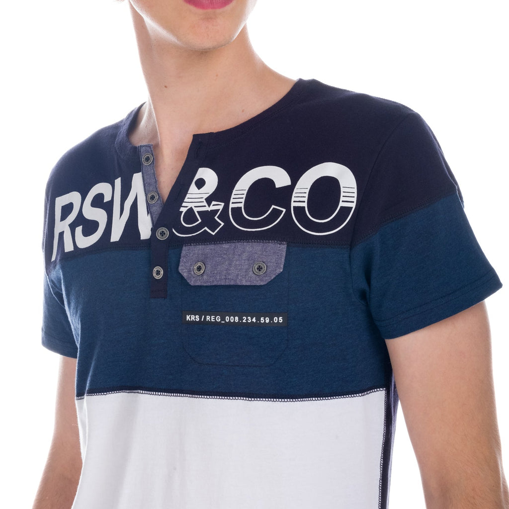 Camiseta Hombre Cuello Panadero Combinada con Bolsillo – Koroshi 1821MC10
