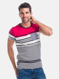 Camiseta Hombre de Rayas Combinada con Bolsillo – Koroshi 1821MC21