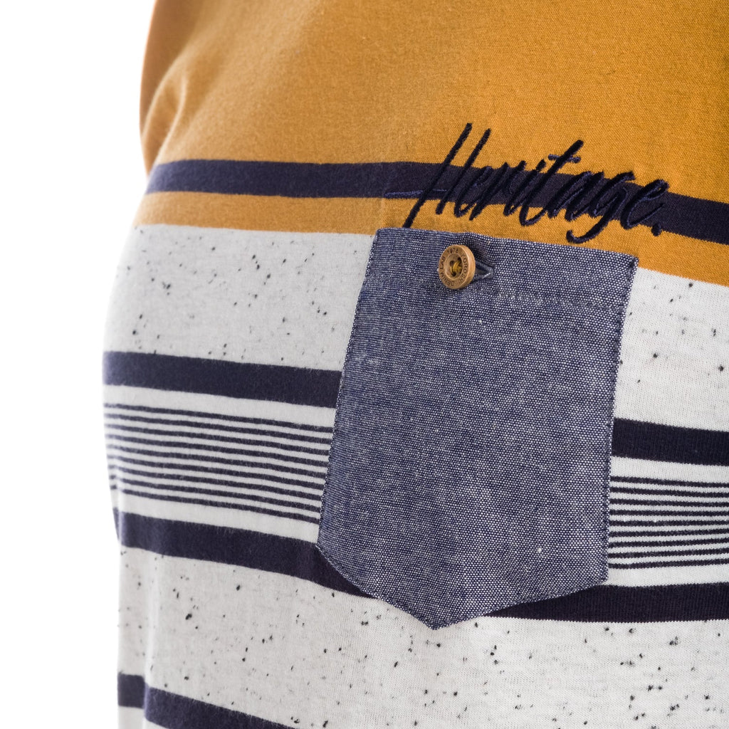 Camiseta Hombre de Rayas Combinada con Bolsillo – Koroshi 1821MC21