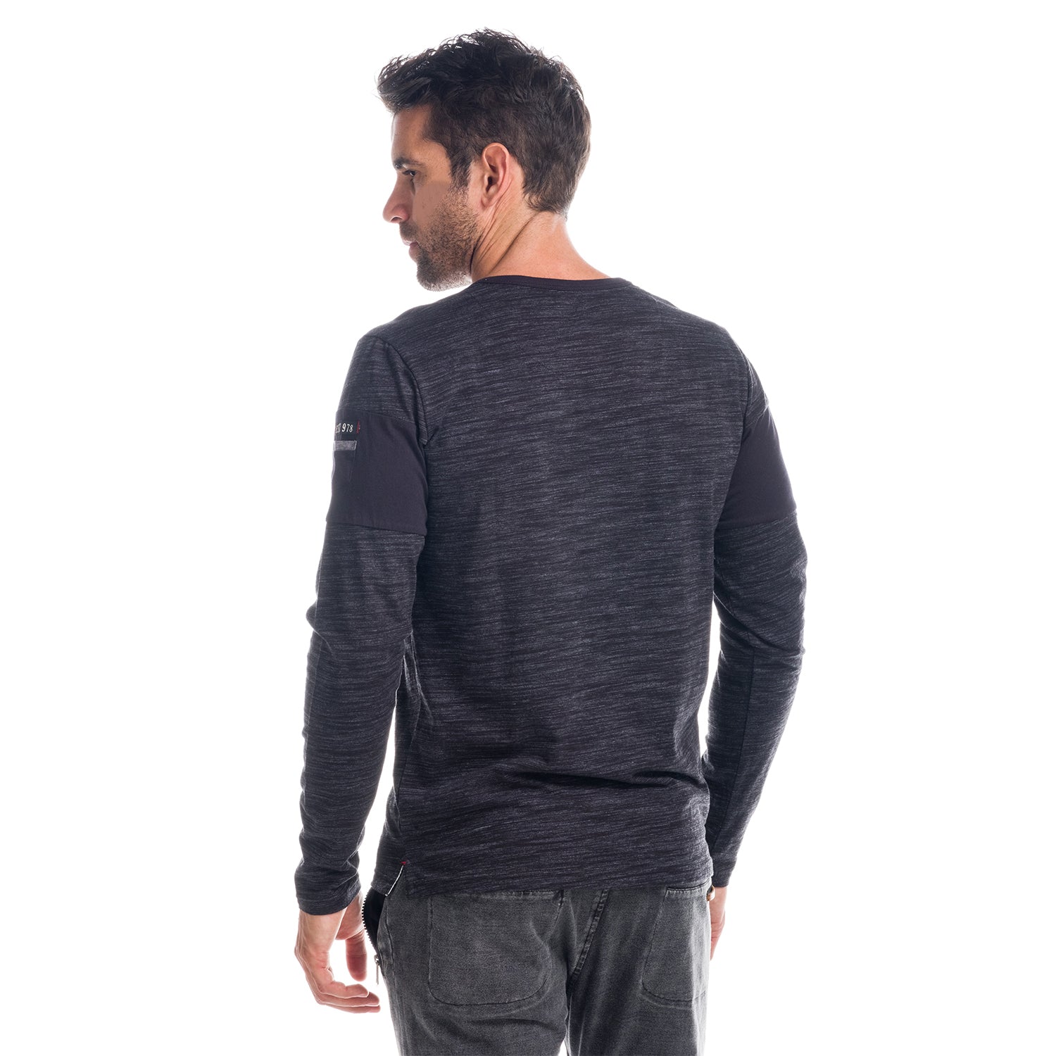Camiseta Manga Larga Hombre Cuello Panadero Estampada – Koroshi 1821ML02