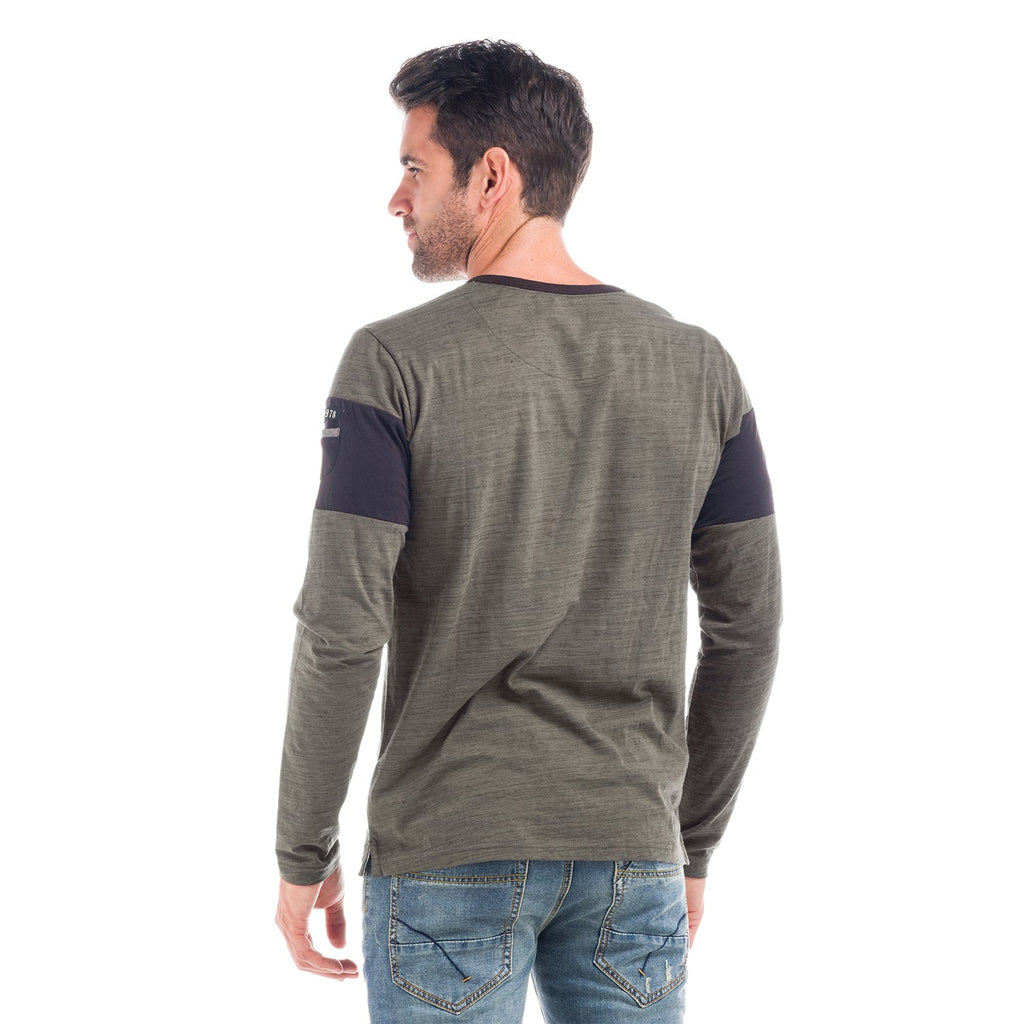 Camiseta Manga Larga Hombre Cuello Panadero Estampada – Koroshi 1821ML02
