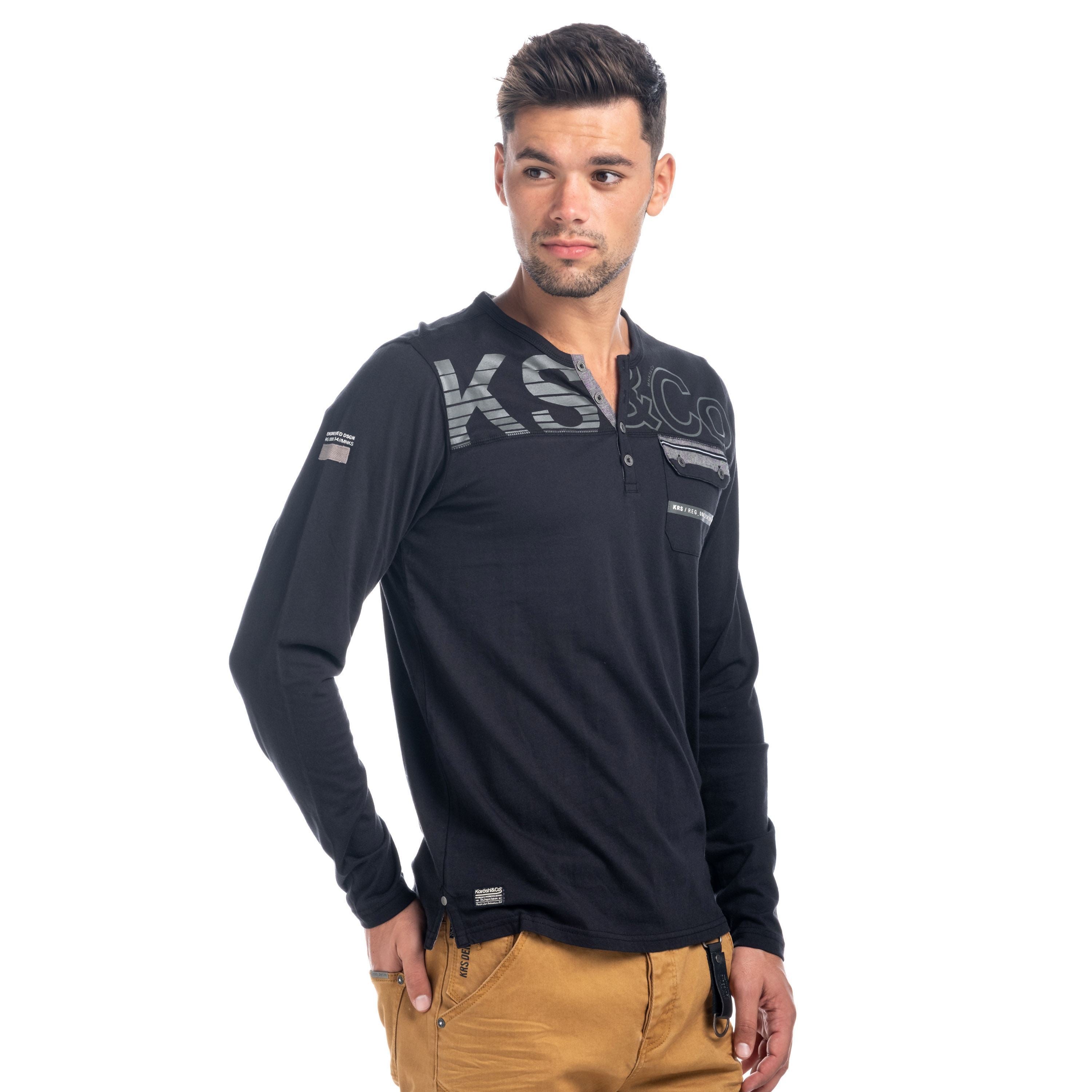 Camiseta Manga Larga Hombre con Bolsillo – Koroshi 1821ML07