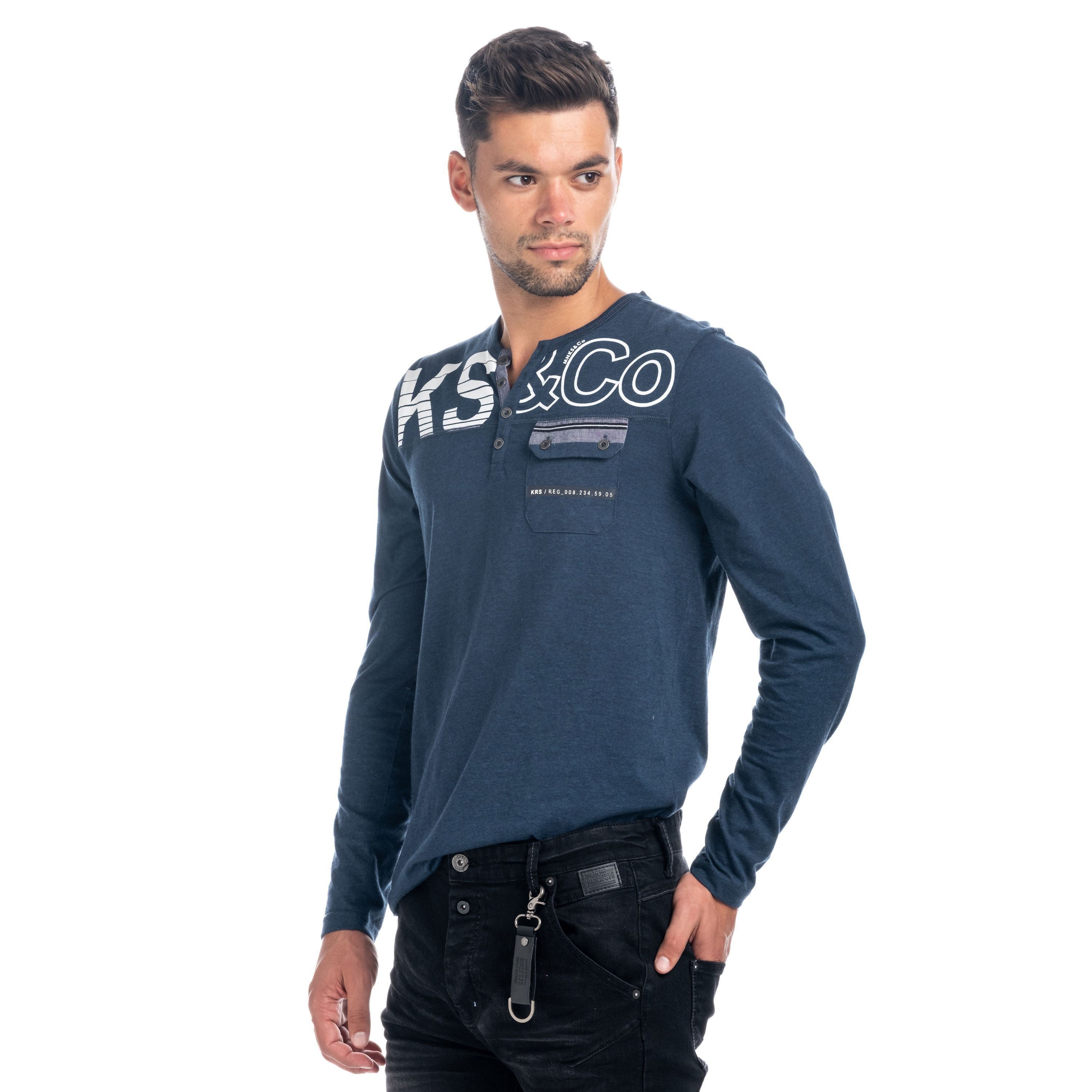 Camiseta Manga Larga Hombre con Bolsillo – Koroshi 1821ML07