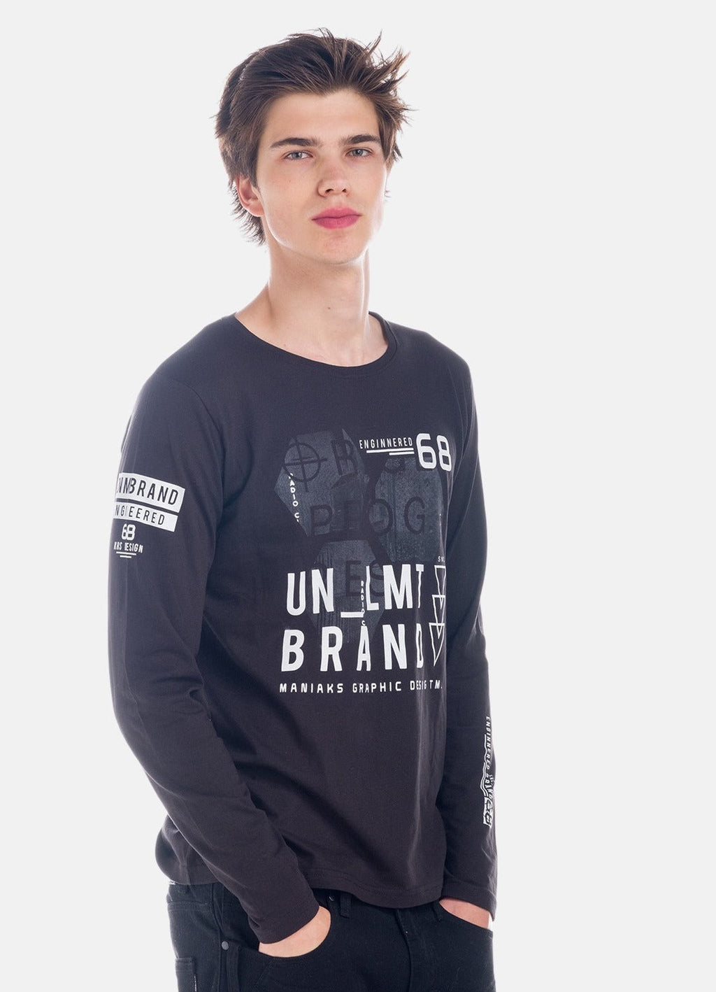Camiseta Manga Larga Hombre con Estampado Gráfico – Koroshi 1821ML10