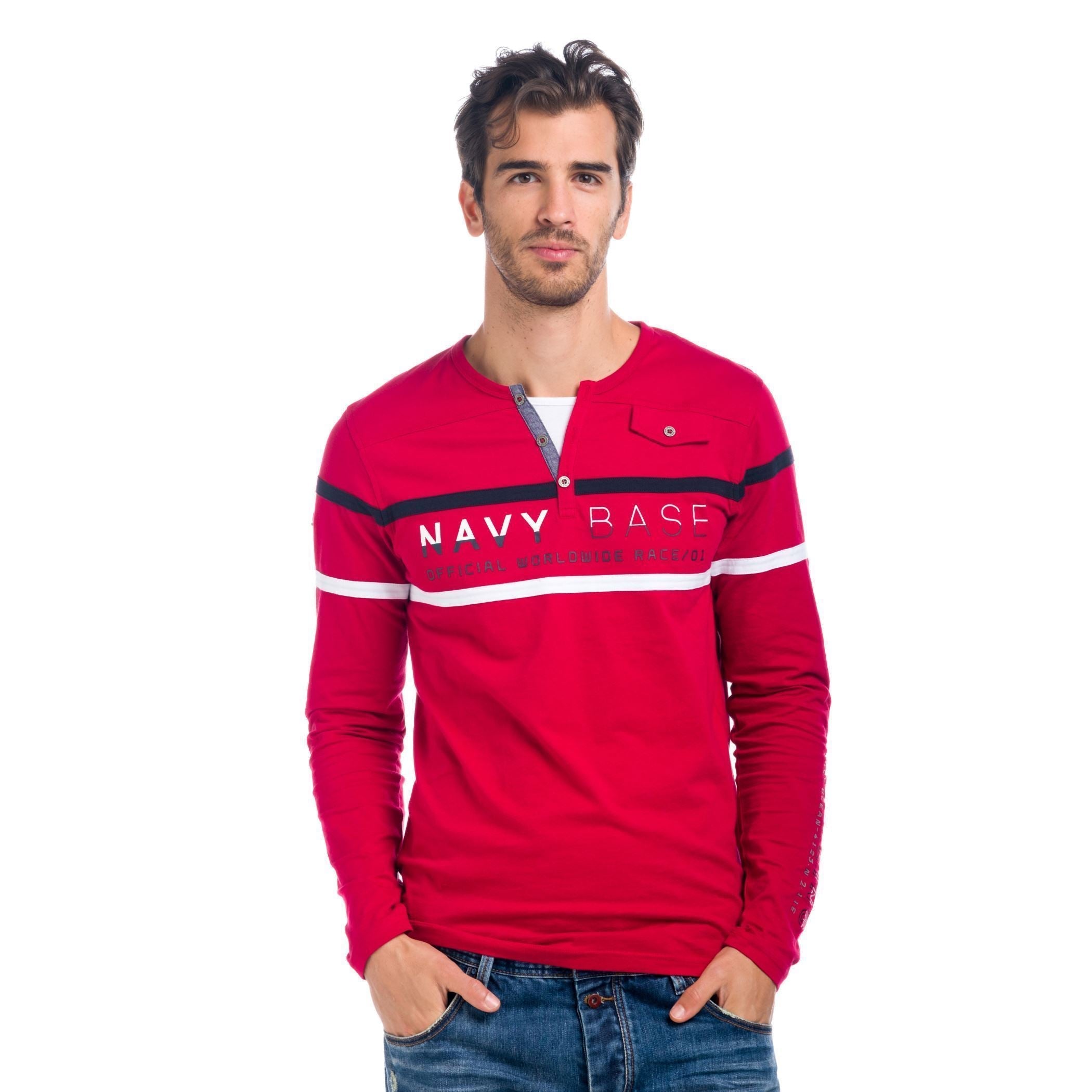 Camiseta Manga Larga Hombre Náutica con Tapeta de Botones – Koroshi 1821ML11
