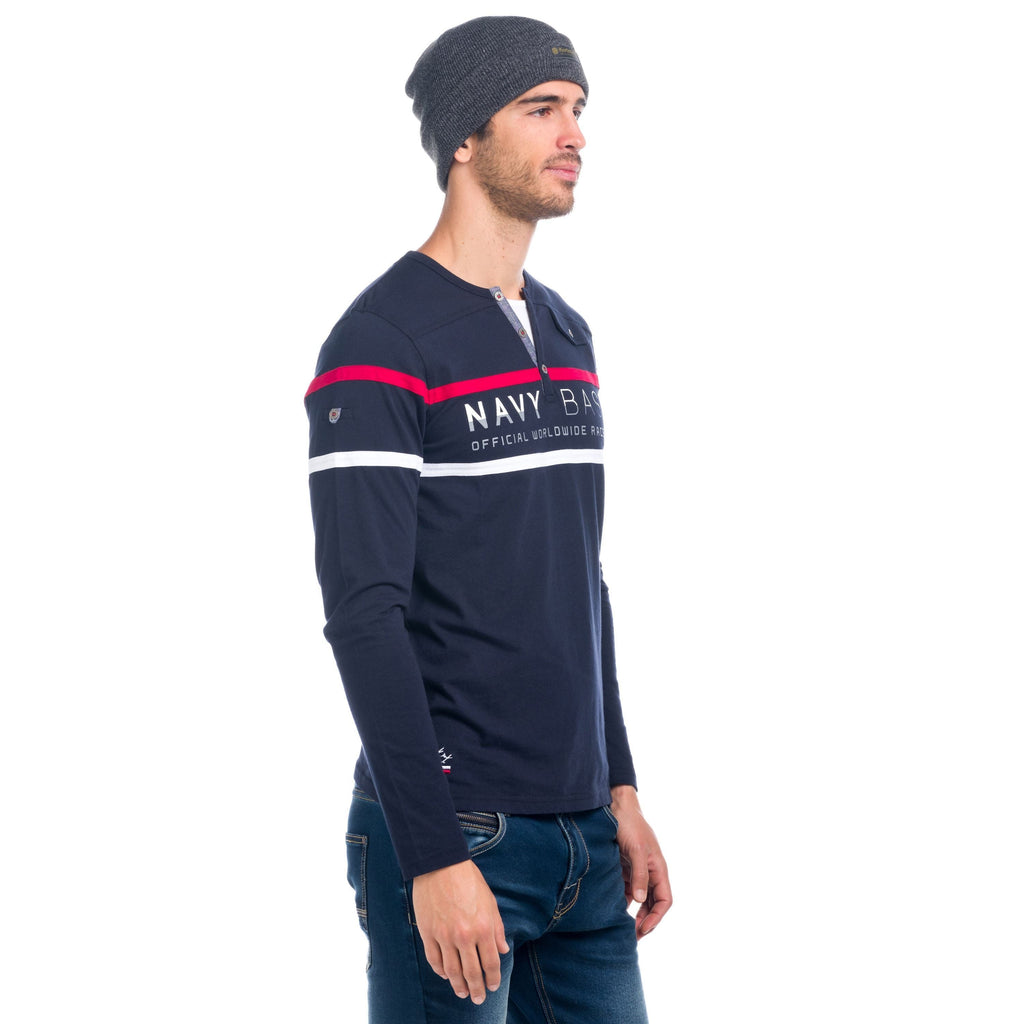 Camiseta Manga Larga Hombre Náutica con Tapeta de Botones – Koroshi 1821ML11